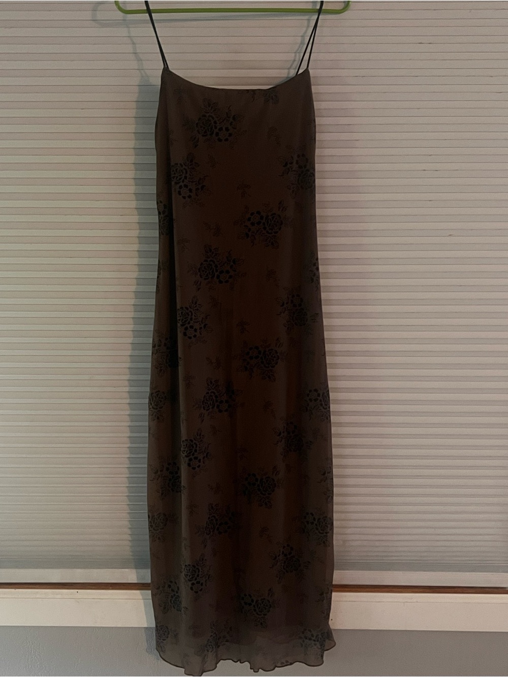 Brown Floral Slip Skirt with Spaghetti Straps